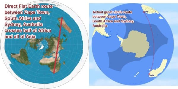 Flat Earth Great Circle Route
