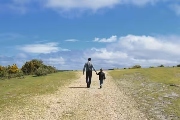 Father son walking