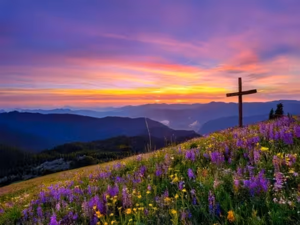 Cross sunrise landscape